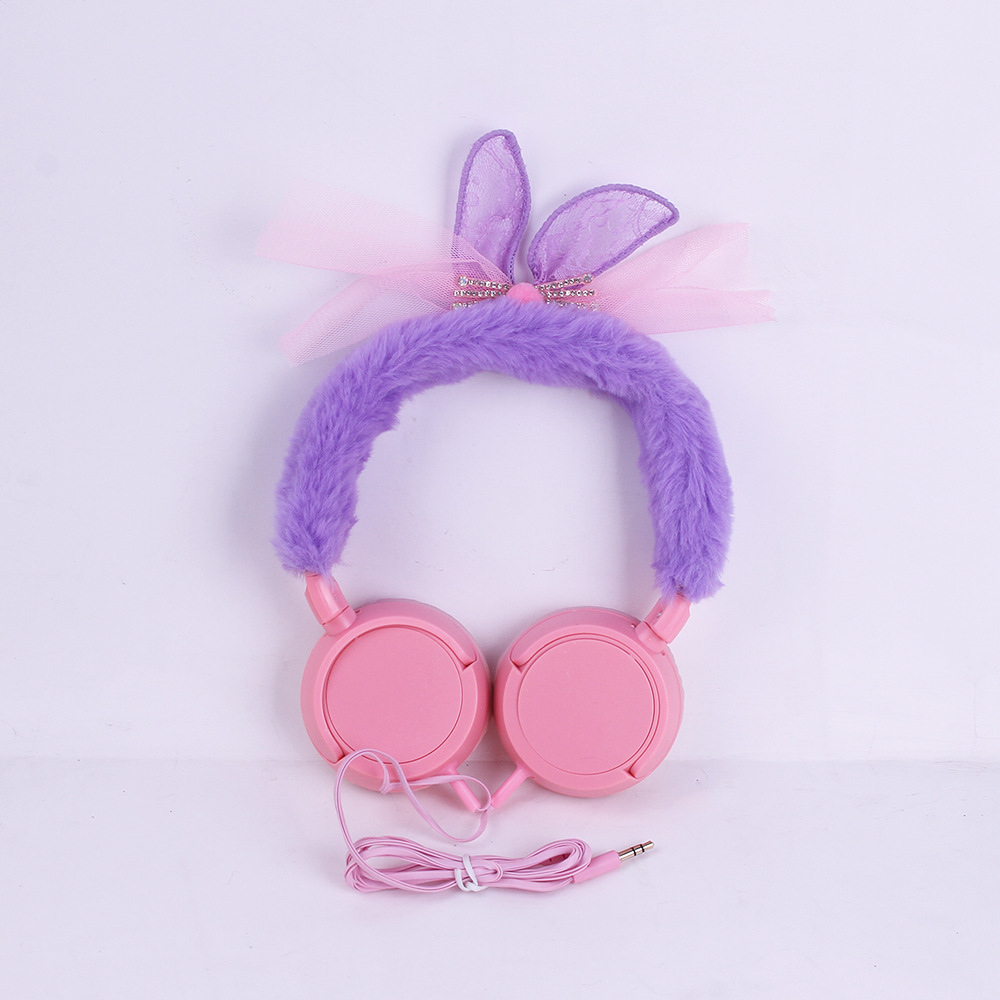 Nuevo encaje conejo orejas de peluche auriculares estudiantes adorables dibujos animados orejas de regalo auriculares de música móvil details Picture