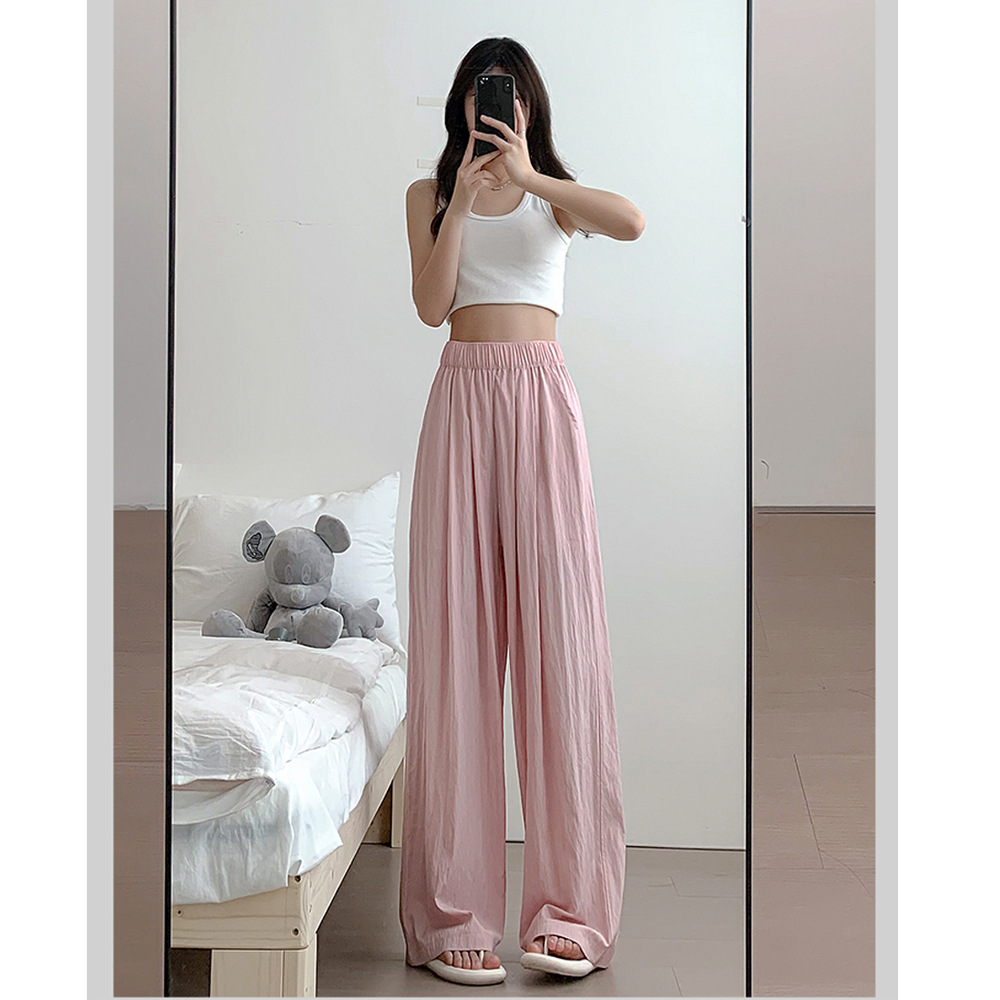 Autumn wide-leg pants for women, spring and autumn pleated laid-back style floor-length pants, casual pants, loose and long pants details Picture