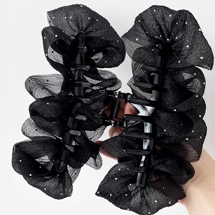 2024 New Bubble Clip Mesh Double-Sided Bow Grab Clip Hair Clip Women's Back Hair Clip Large Hair Accessories Item Picture