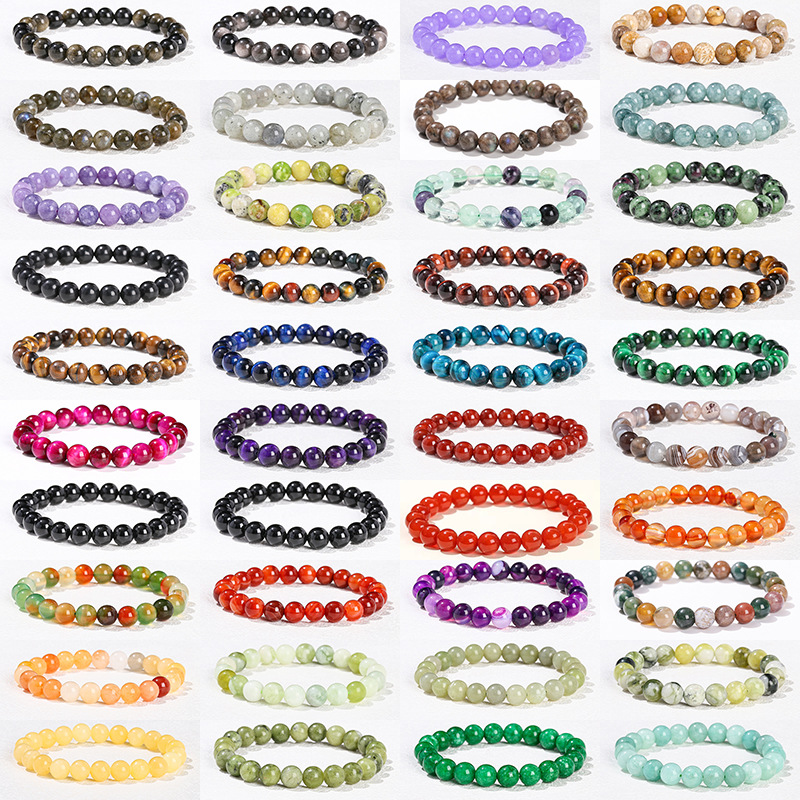 Jingde Jewelry offers wholesale of natural stone, crystal, agate, round bead bracelets for men and women, as well as single-ring tiger's eye stone bracelet accessories details Picture