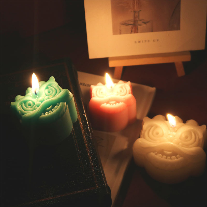 diy resin mold for products, new Chinese-style waking lion gypsum scented candle soap, handcrafted silicone mold details Picture