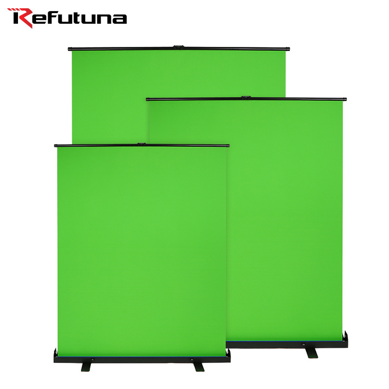 Rui Fu Tu green screen background cloth, live streaming floor-pulling screen, projection screen, pull-up banner, green screen photography background stand details Picture