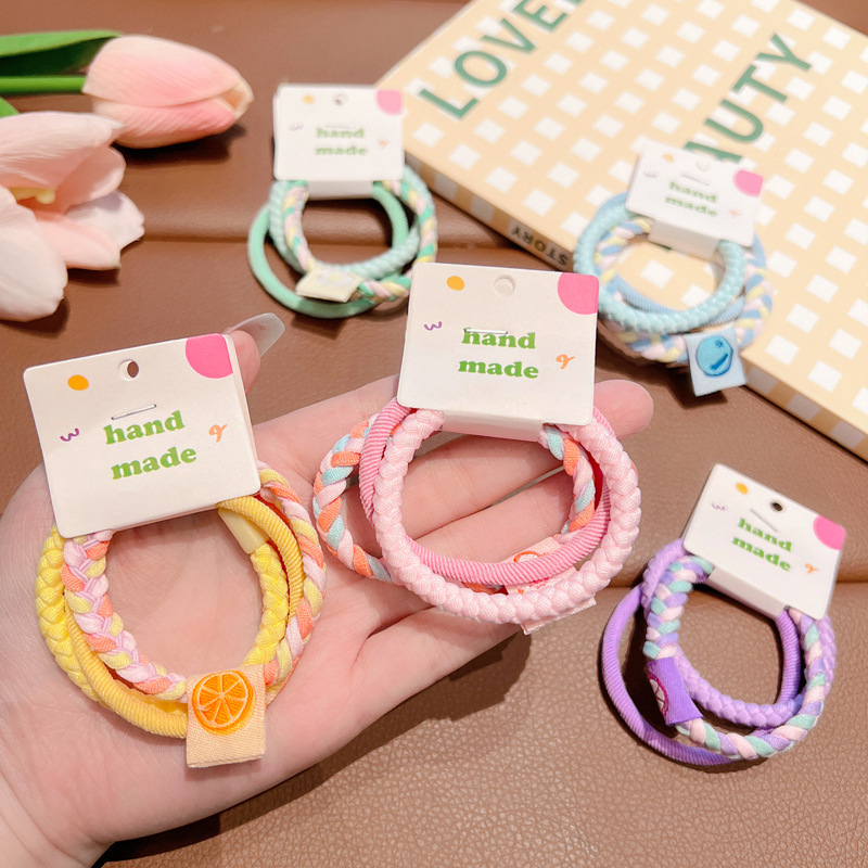 Candy Color High Stretch Scrunchie Children's Braided Headband Girls Hair Band Fairy Hair Rope Headband Hair Accessories Wholesale details Picture