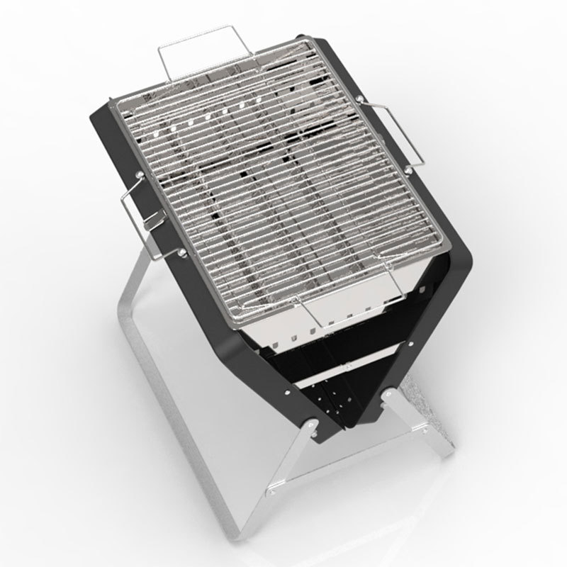 Portable outdoor barbecue grill, household folding outdoor camping portable barbecue rack, charcoal grilling meat grill, courtyard details Picture