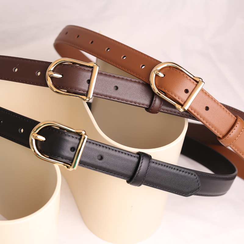 真皮腰带女2022新款韩国ins风针扣细简约百搭二层牛皮牛仔裤皮带