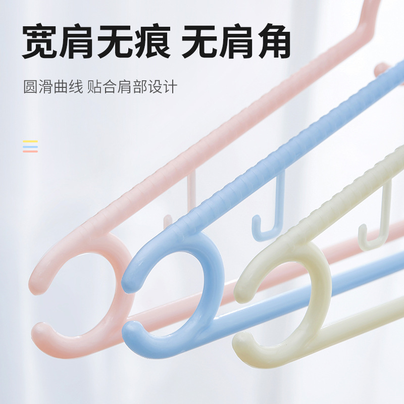 Clothes hangers seamless multi-functional thickened clothes hangers plastic household non-slip clothes hanging rack student dormitory drying clothes wholesale Specification drawing