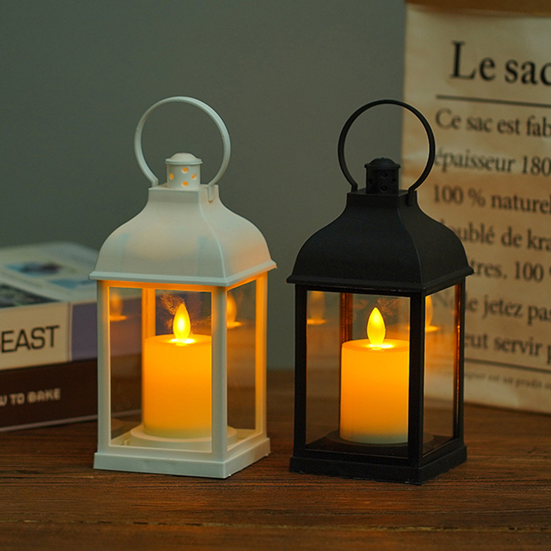 Creative Wind Lamp Small Lantern Electronic Candle Lamp Candle Holder Retro Square Simulation Candle Christmas Candle Decoration Span Specification drawing