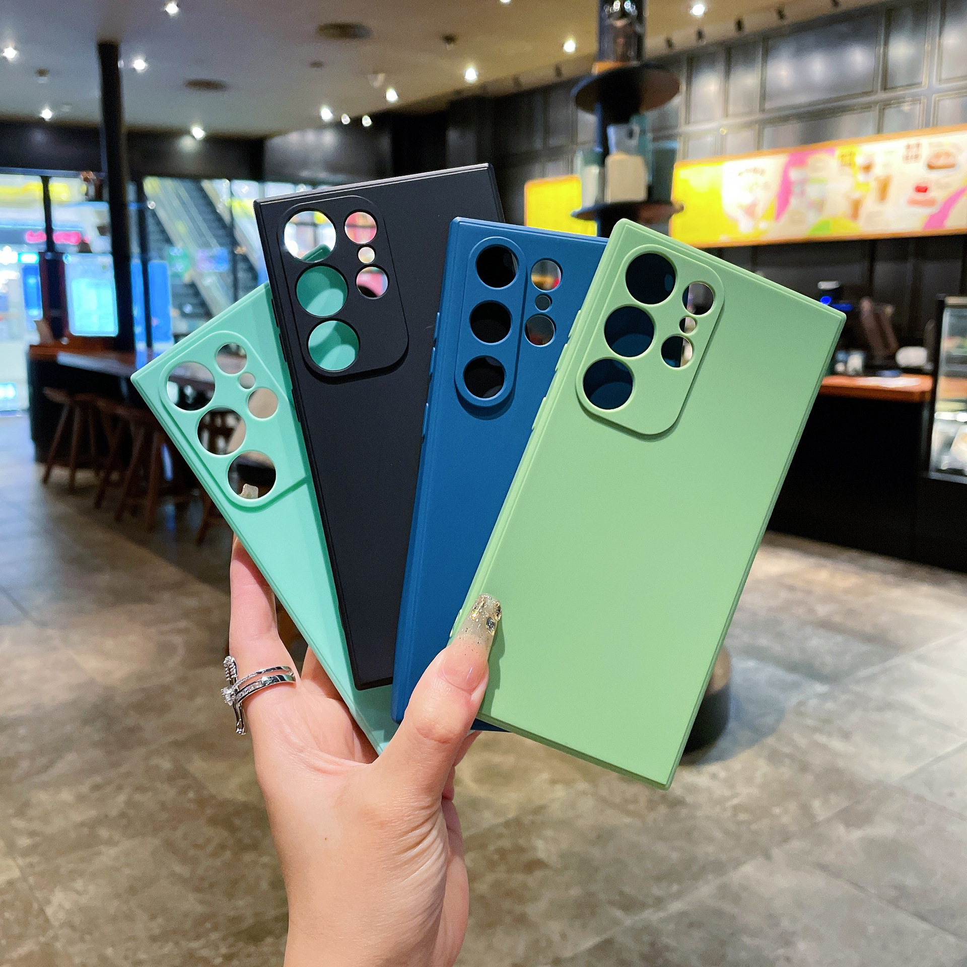 Suitable for Samsung S24 fine-hole matte TPU straight-edge A53A15 protective case, note20 Rubik's Cube silicone phone case