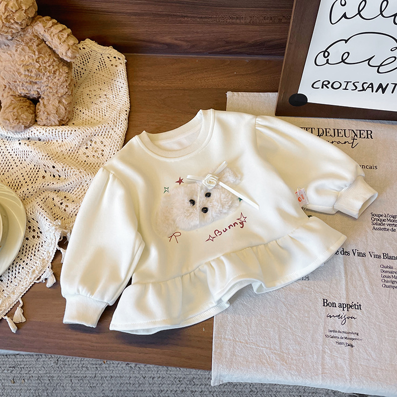 【现货】CY257736儿童卫衣2025春季女童新款小狗字母印花可爱花边