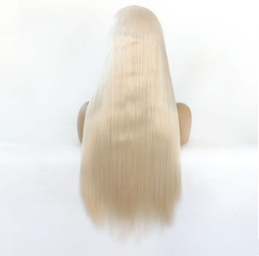 White wig with synthetic fiber front lace long straight hair, European and American lace long hair cover LW0290 Application Scenario