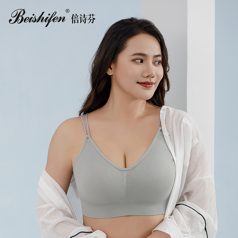 Amazon Foreign Trade Large Size Underwear Chest Wrap Plus Fat Mm No Underwire Bra Cross Back On The Bottom Of The Chest Women Application Scenario