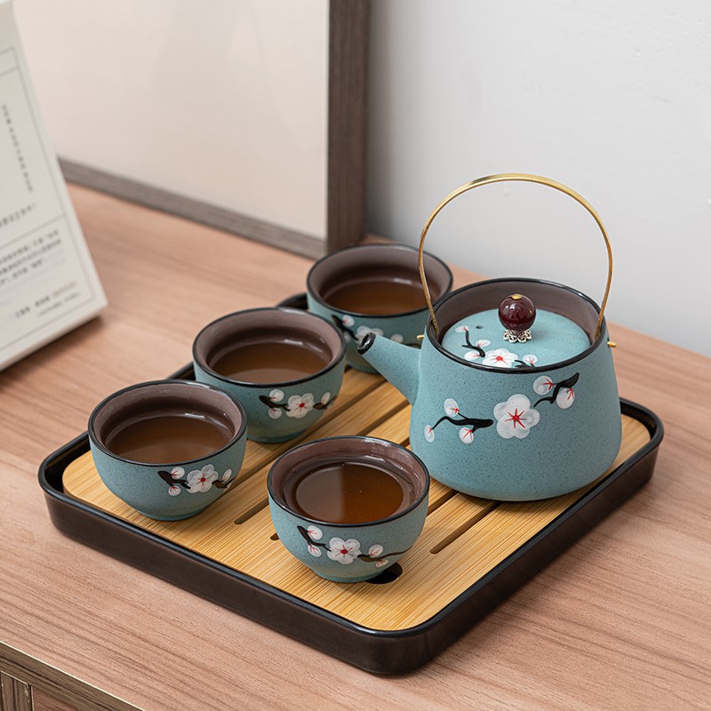 Yucheng purple sand travel quick cup a pot of four cups portable bag ceramic teapot literati tea set kung fu tea set full figure