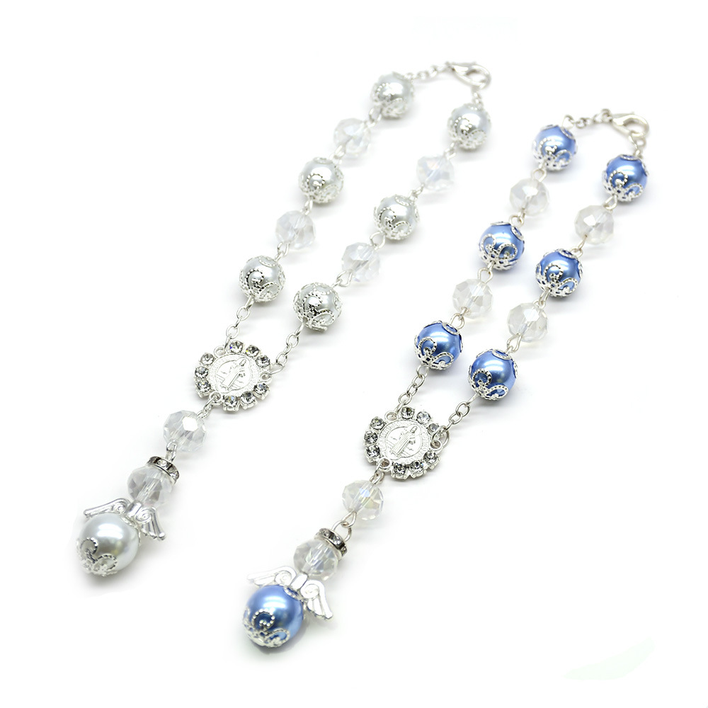 Cross-border e-commerce foreign trade Angel Crystal Sparkling Diamond Rosine bracelet, Cross bracelet, wristband, Saint Benedict Prayer beads