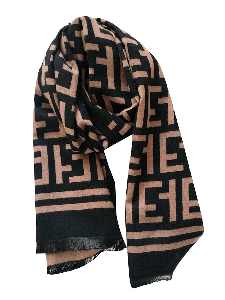 Scarf Female Autumn Winter Warm Net Red Double-Sided Letter Korean Version Of Everything 2022 New Spring Imitation Cashmere Shawl Scarf Item Picture