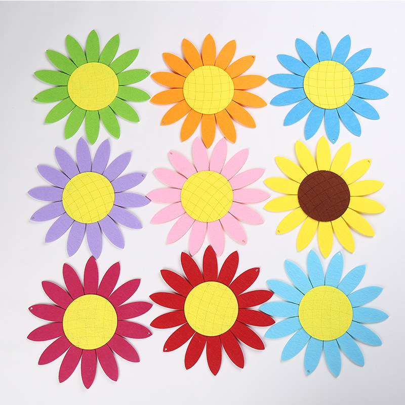 Wholesale of colored thickened chemical fiber felt fabric, self-adhesive non-woven fabric with self-adhesive backing, 23cm flower pattern felt details Picture