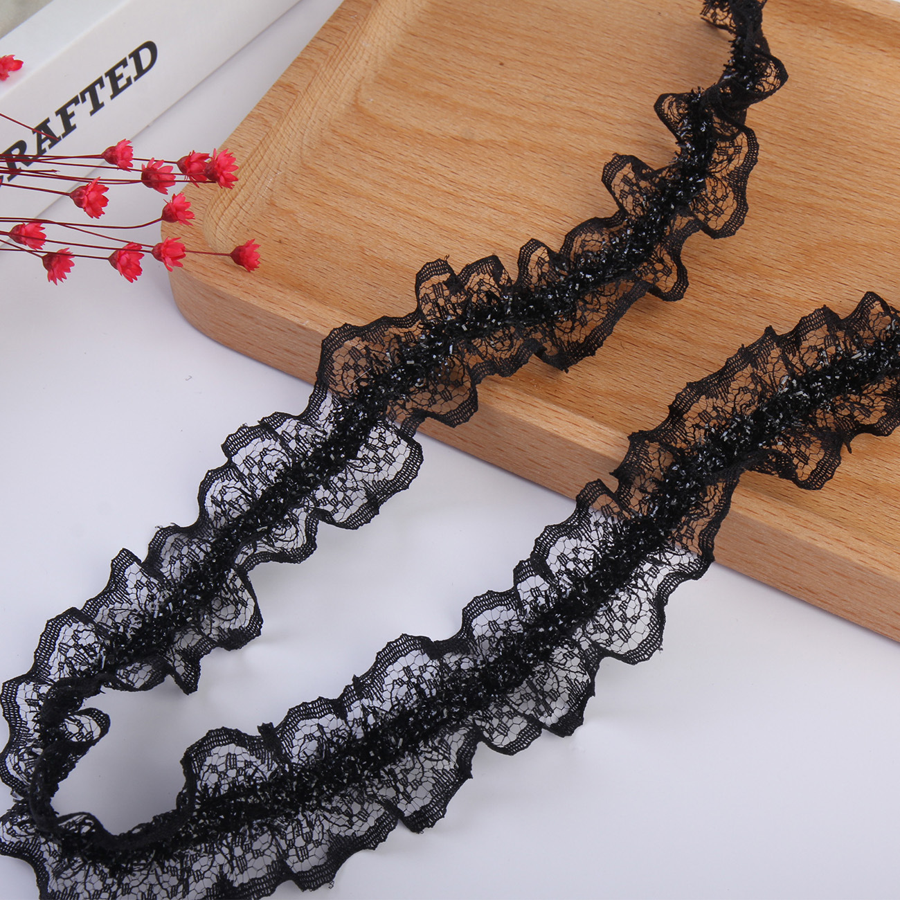 3cm stretch lace pleated lace clothing with skirt hem, collar and cuffs, home textile decoration discounted lace Application Scenario