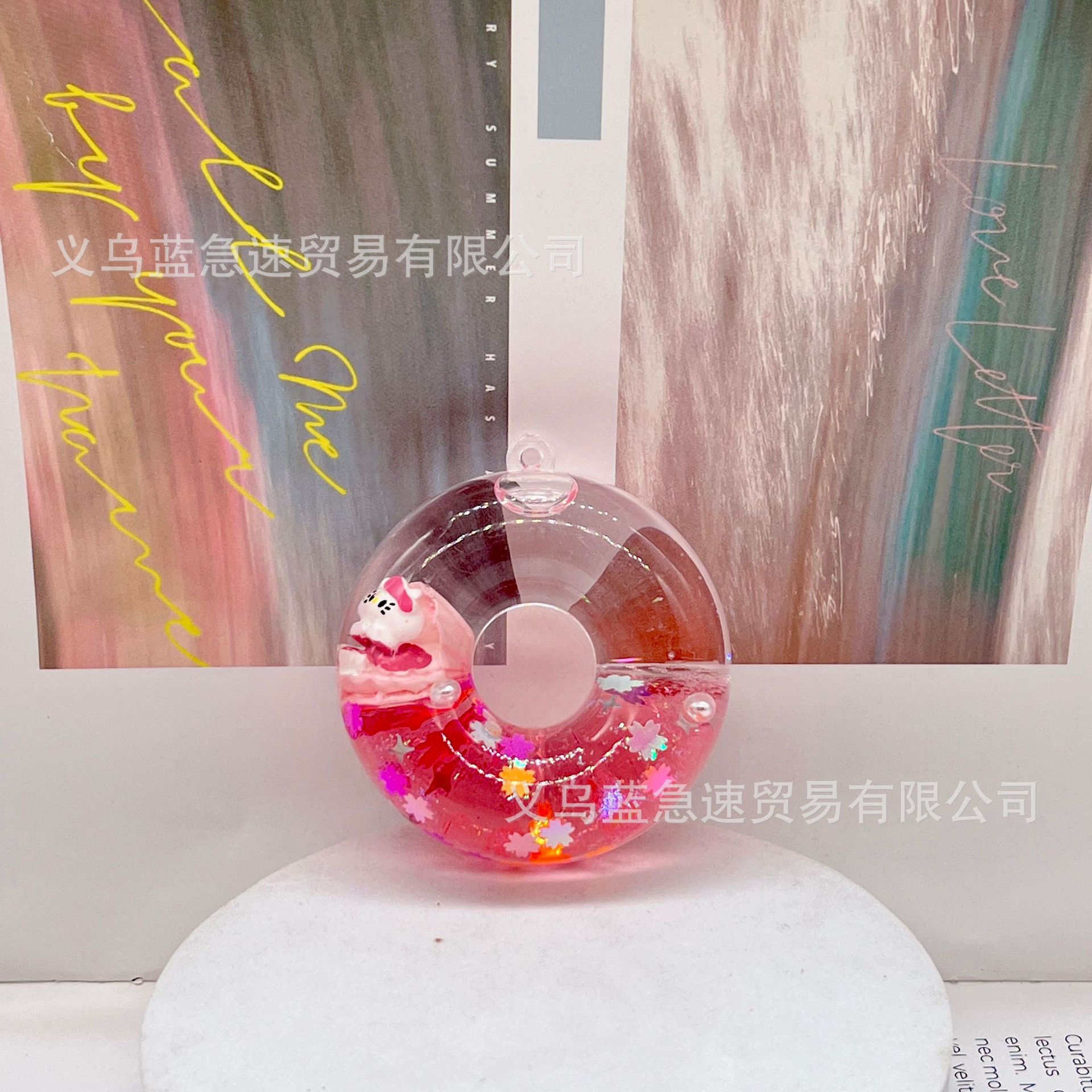 New Acrylic In Oil Quicksand Bottle Tiktok Boom Shell Kt Mickey Head Star Moon Rabbit Donut Pendant Accessories Application Scenario