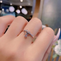 Small knot ring feminine sweet Zircon 925 silver ring Korean open ring tail ring fashion personality