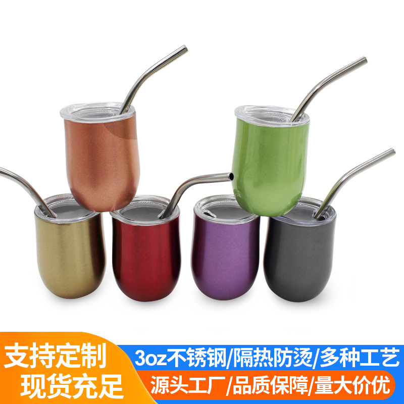 3oz doble capa de acero inoxidable de pequeña capacidad taza aislante taza de cáscara de huevo taza de mano mano taza de pajita mini copa de vino copa de licor