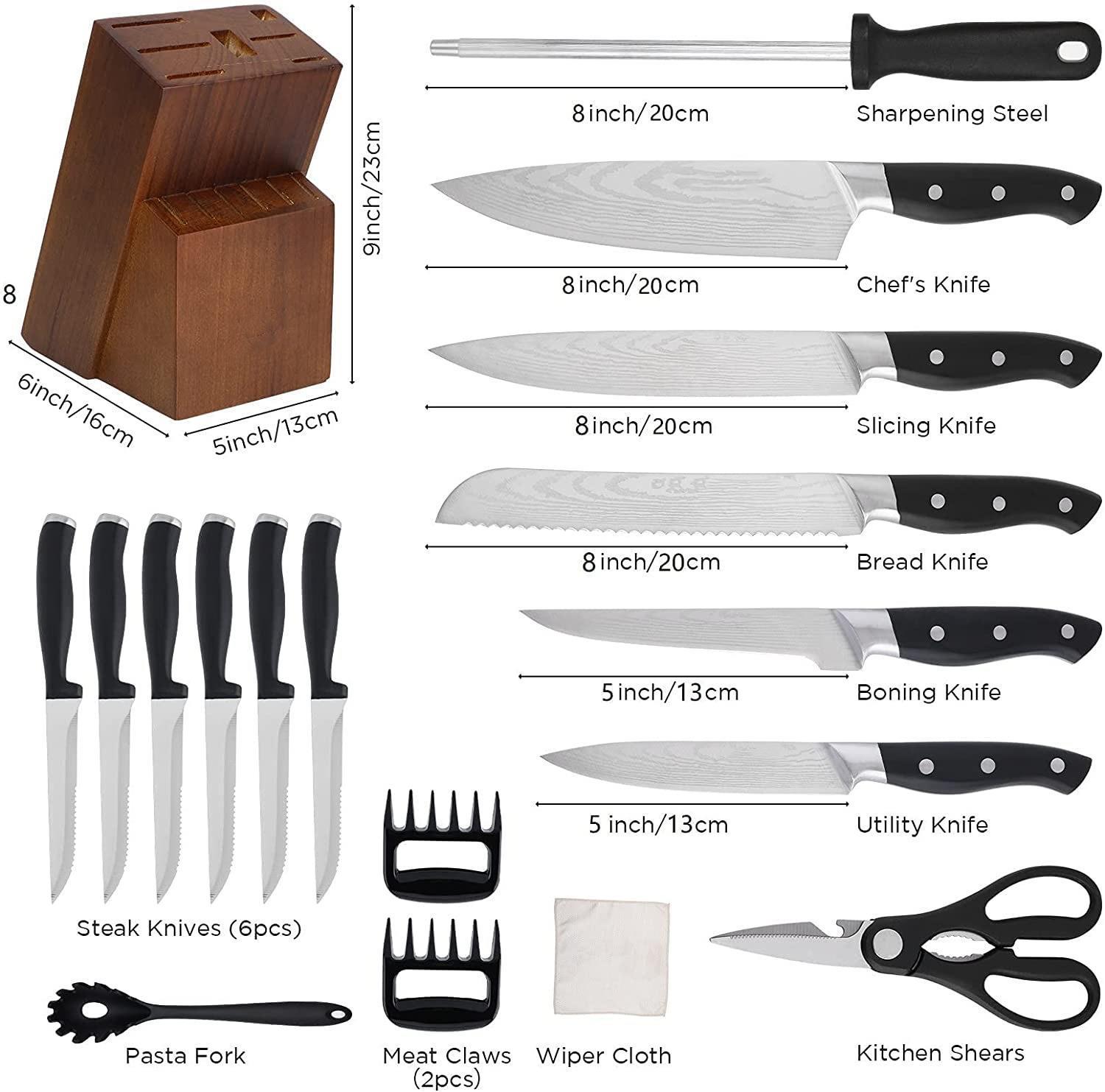 A 15-piece kitchen knife set Specification image