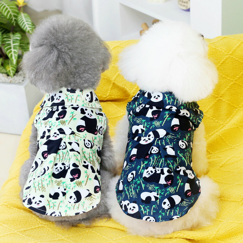 熊猫衬衫背心狗狗衣服宠物新品绵制涤纶衣服博美狗狗服饰批发