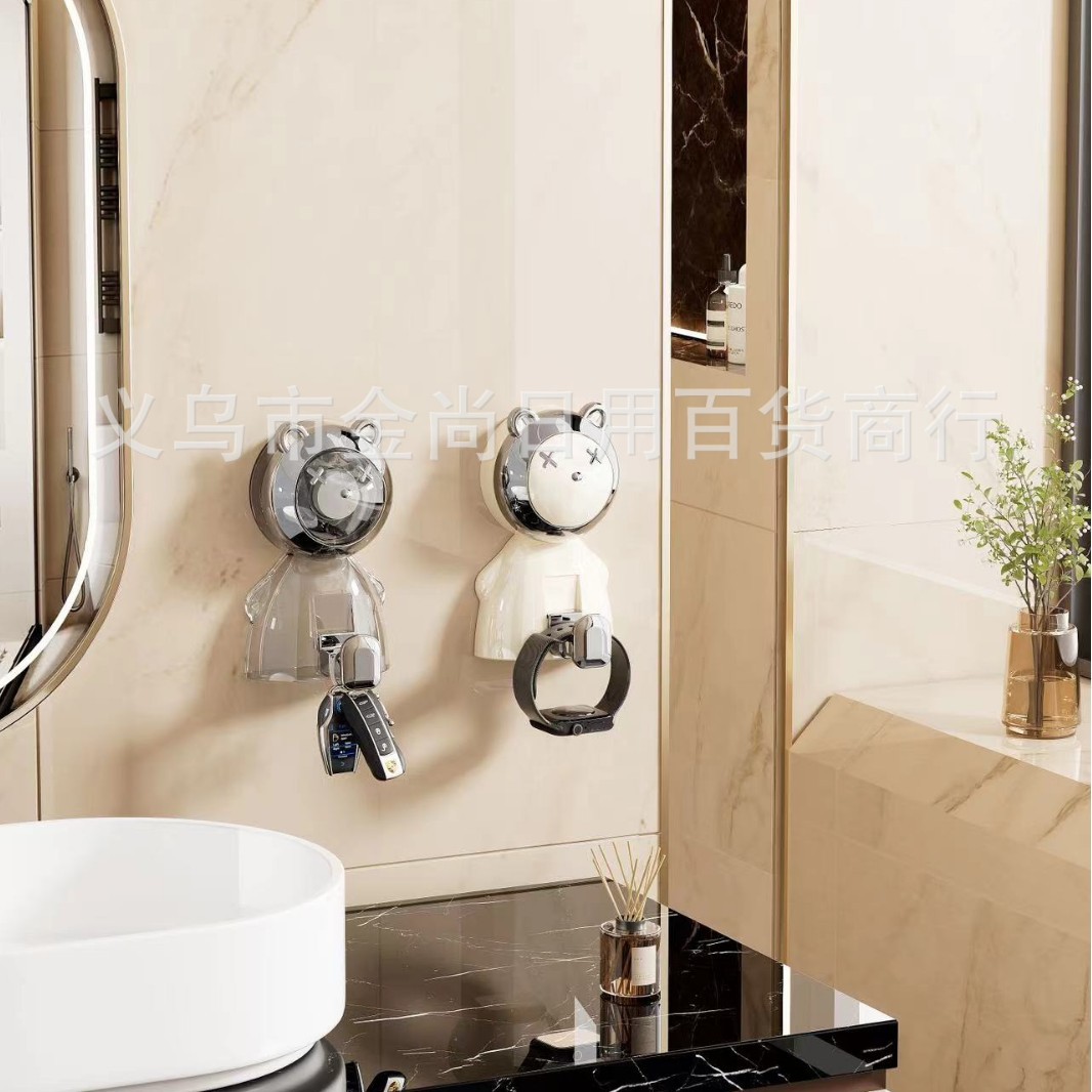 High appearance level suction cup hair dryer rack, bathroom non-drilling mop clamp, bathroom wall-mounted air duct storage details Picture