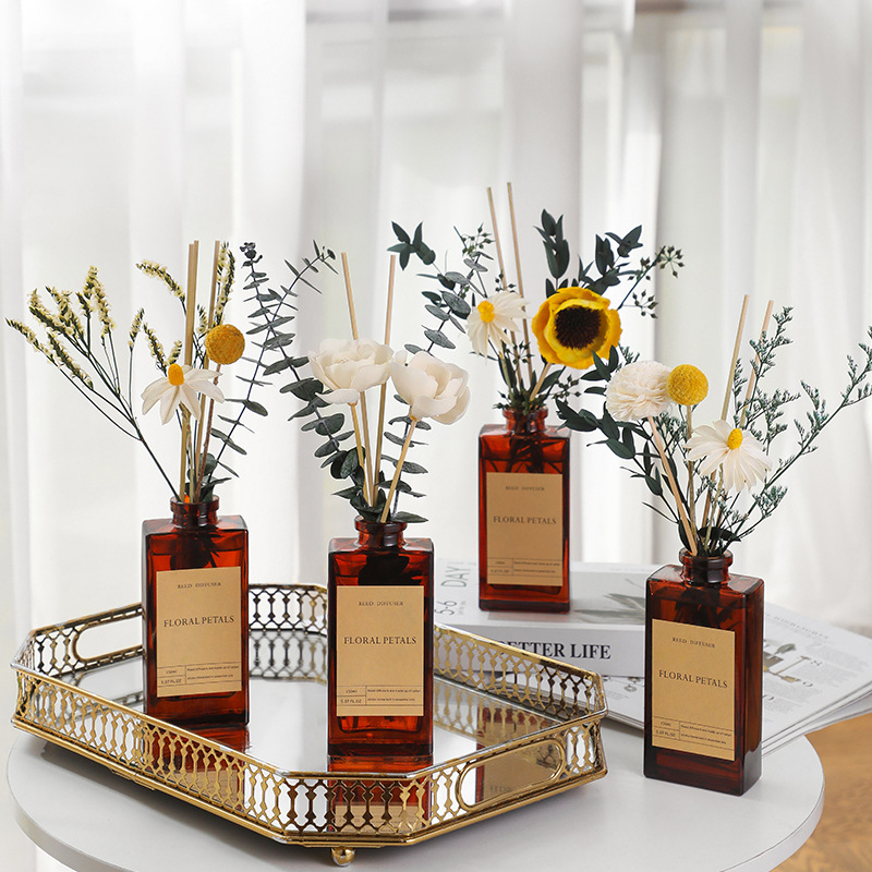 Antique Brown Bottle Dry Flower Without Fire Aromatherapy Essential Oil Household Rattan Fragrance Decoration Bedroom Air Fresh And Remove Smell Application Scenario