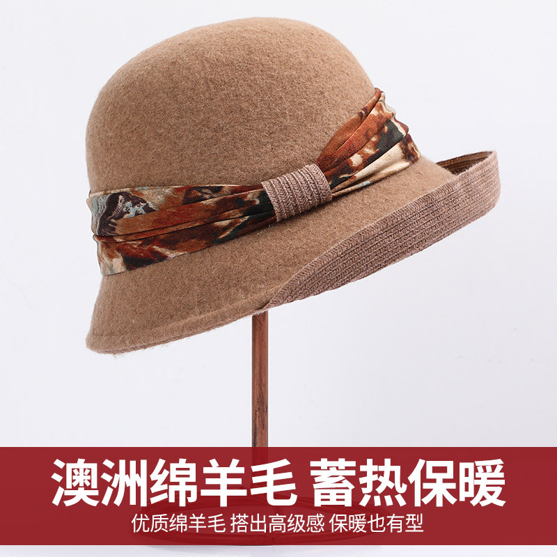 Wool Hat Women's Autumn-Winter Potted Hat Australian Wool French Vintage Elegant Small Top Hat Rolled Brimmed Fisherman Hat Application Scenario