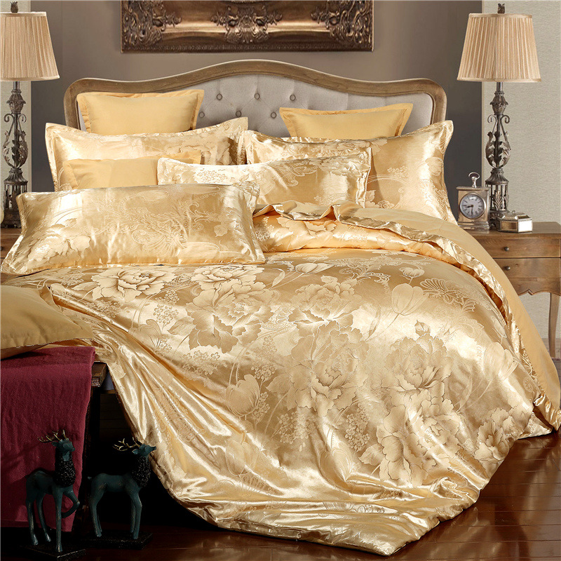 High-end brocade jacquard four-piece set, modal lace trim craft duvet cover, European-style simple bedding