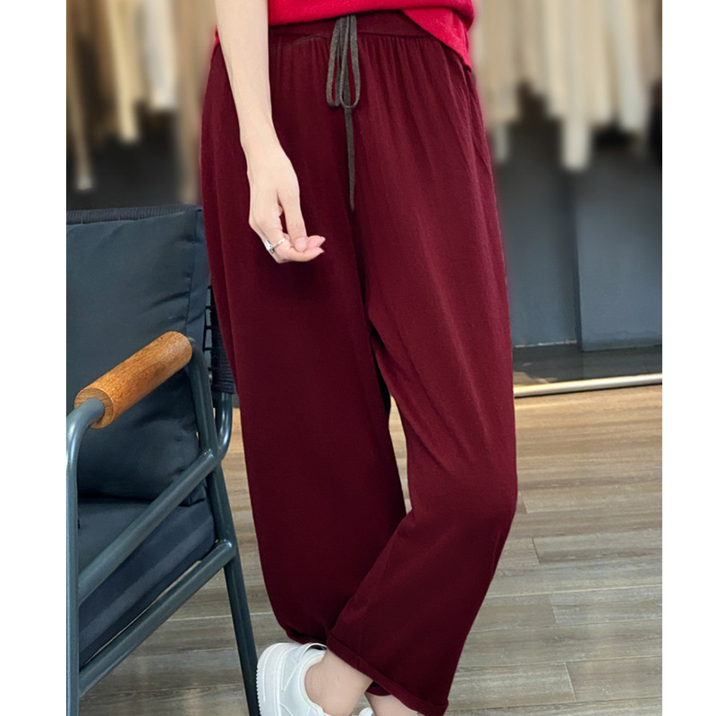 Autumn Korean-style wool pants for women, thin, fashionable, loose and casual, Harem pants, 9-inch pants, grandma pants Application Scenario