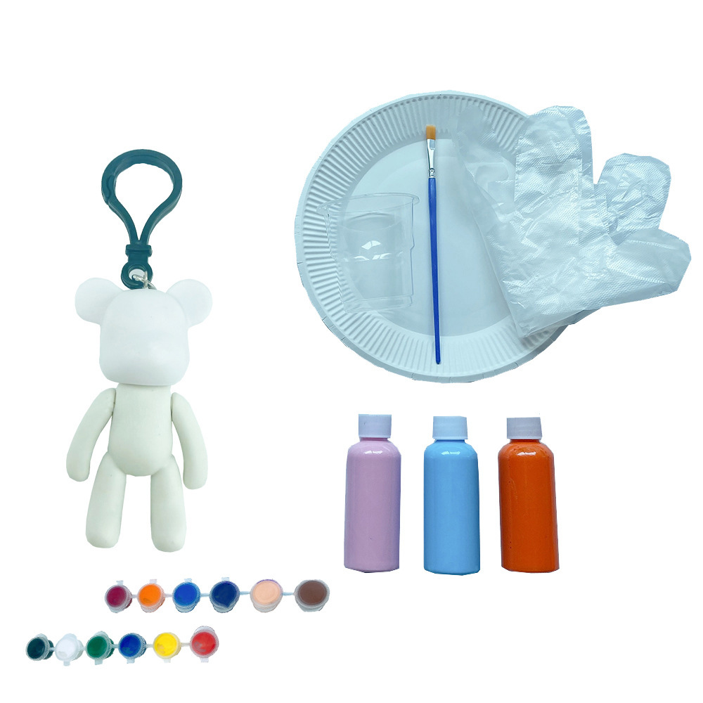 Creative Fluid Bear keychain, a popular DIY fluid bear mini pendant, graffiti bear pendant keychain Item Picture