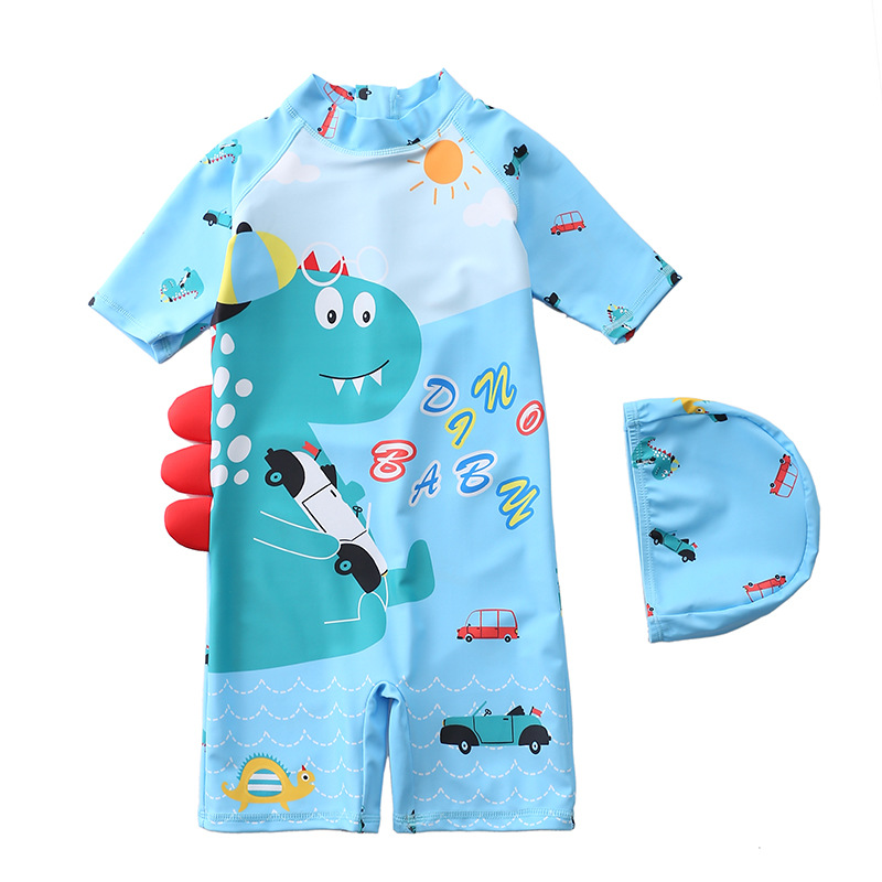 Children's swimsuits, one-piece swimsuits for boys and girls, large and small children, baby boys, long-sleeved beach sun protection and hot spring swimming swimsuits Specification image