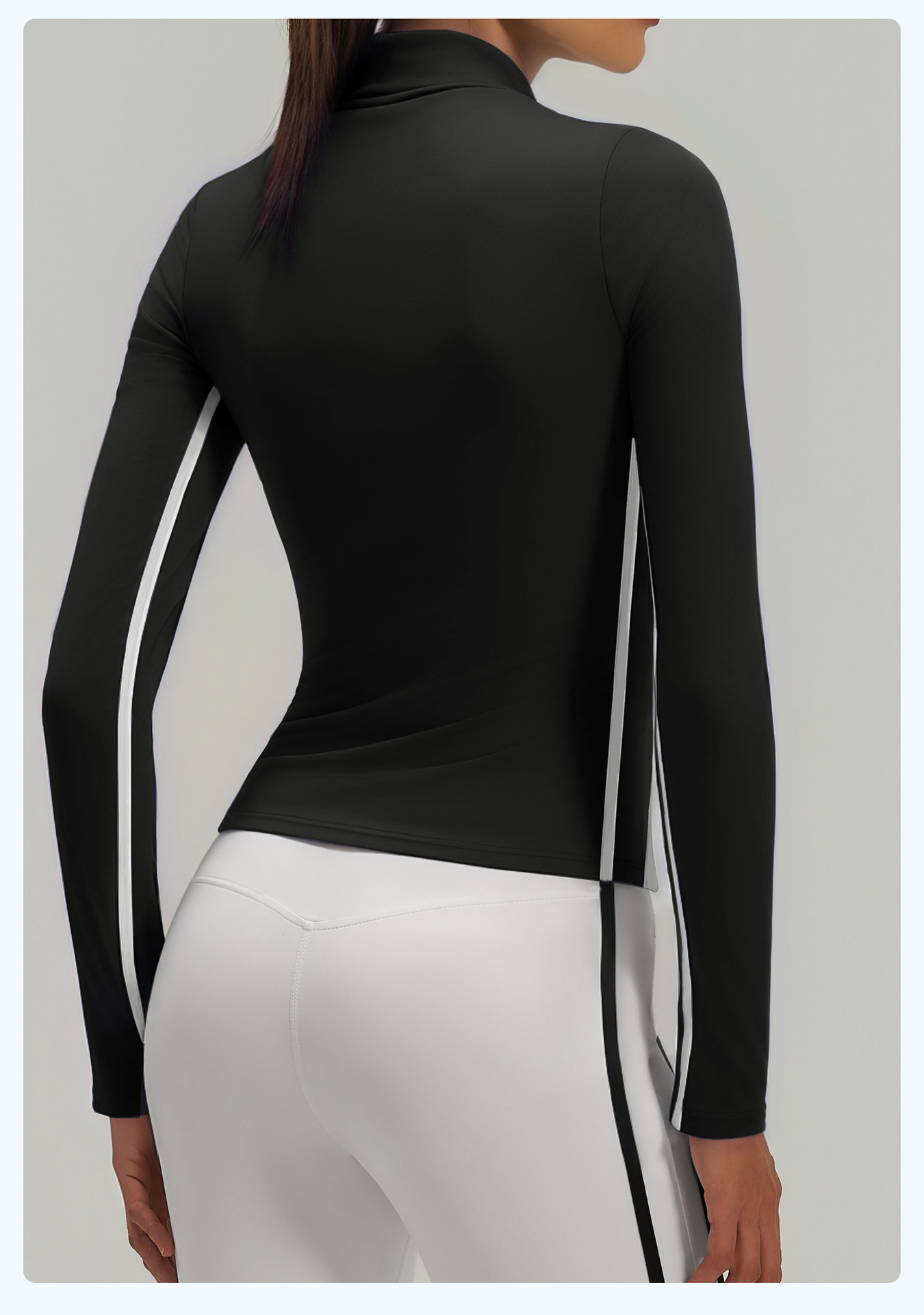 25 nuevo estilo lineal cuello vertical deporte abrigo mujeres manga larga correr yoga fitness casual al aire libre ropa deportiva pic 20