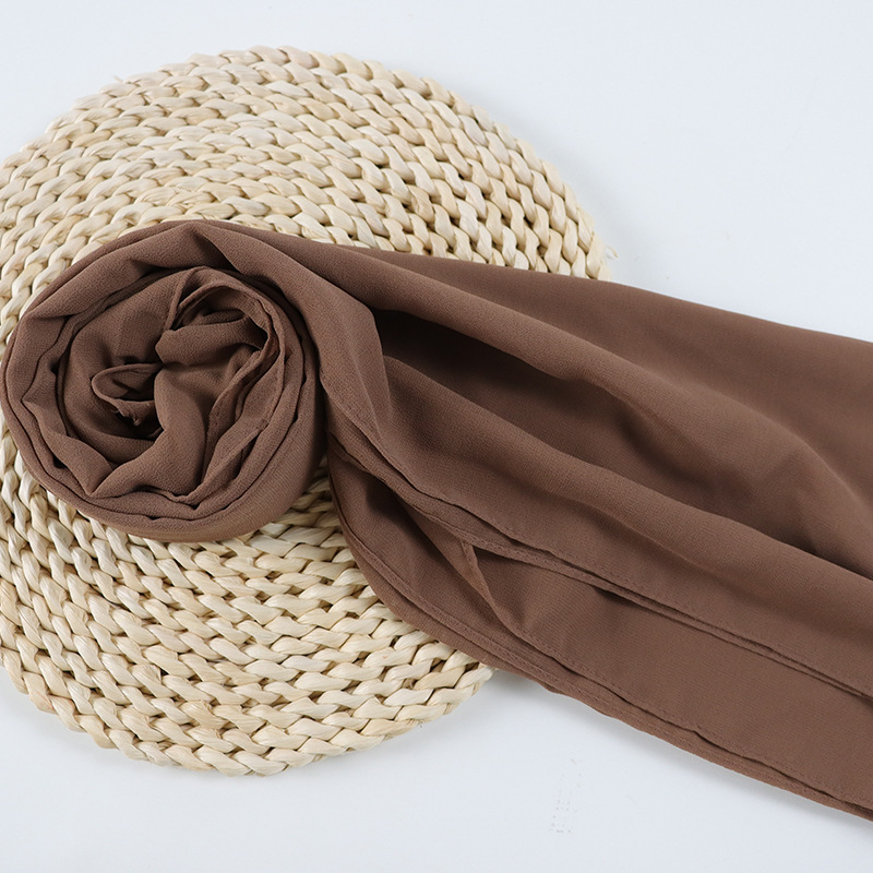 132 Spot Plain Pearl Chiffon Scarf Silk Scarf Malaysian Women 70*180 Basic Headscarf Application Scenario