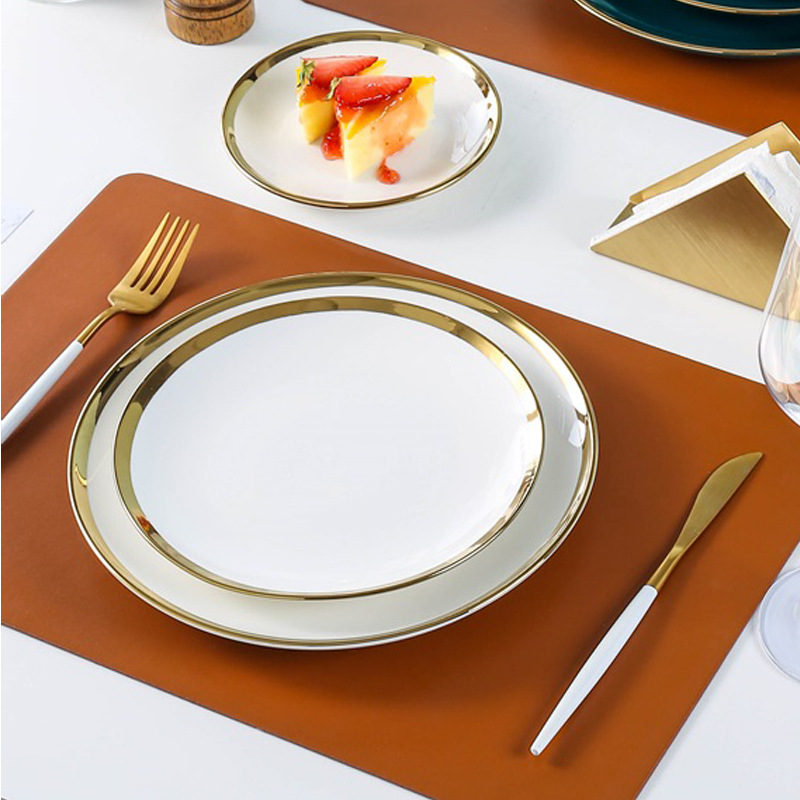 欧式简约创意金边陶瓷西餐盘甜品蛋糕盘牛排盘早餐盘家用菜盘子
