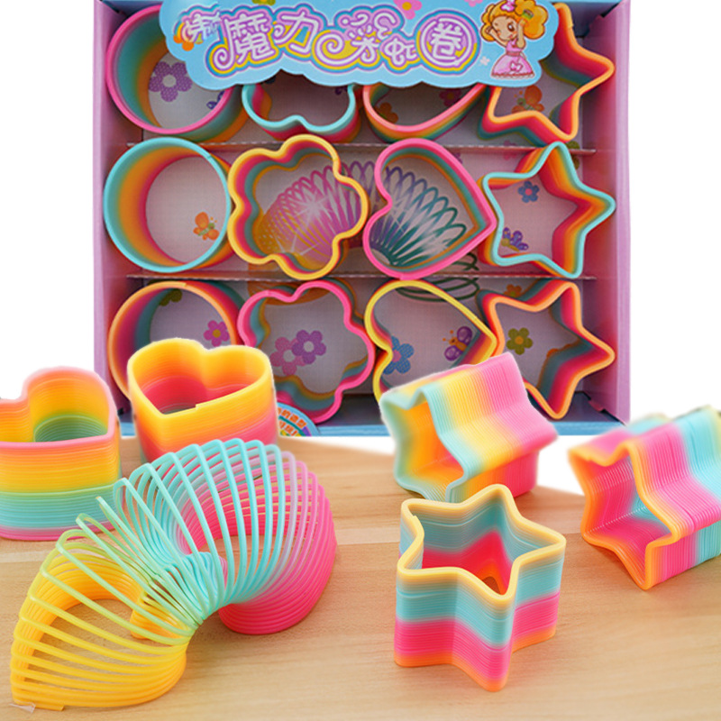 Large Special-Shaped Rainbow Ring Toy Children's Hot Love Star Rainbow Spring Stack Ring Stall Supply