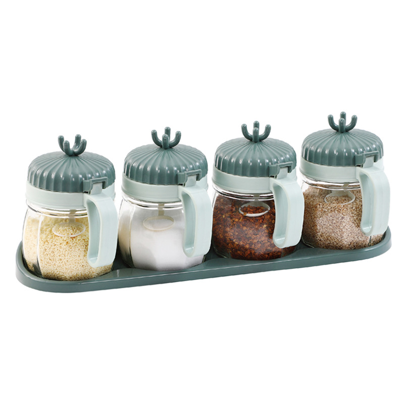 Two-color glass bottle daily necessities kitchen sorting seasoning box, glass round seasoning bottle Specification drawing