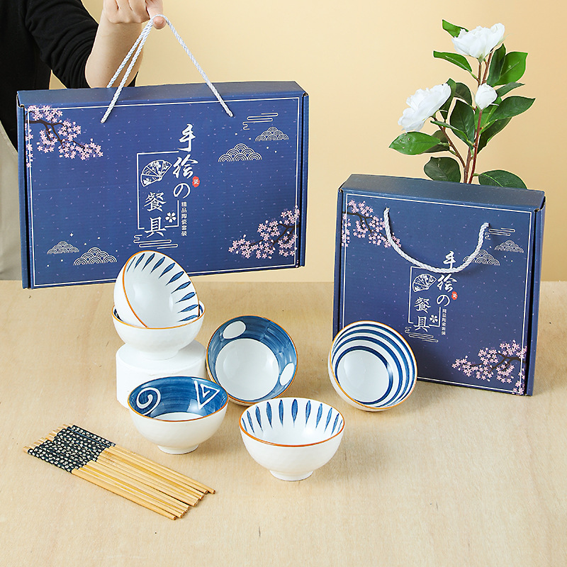 高颜值日式餐具碗筷礼盒套装家用组合碗筷批发可印LOGO详情图4