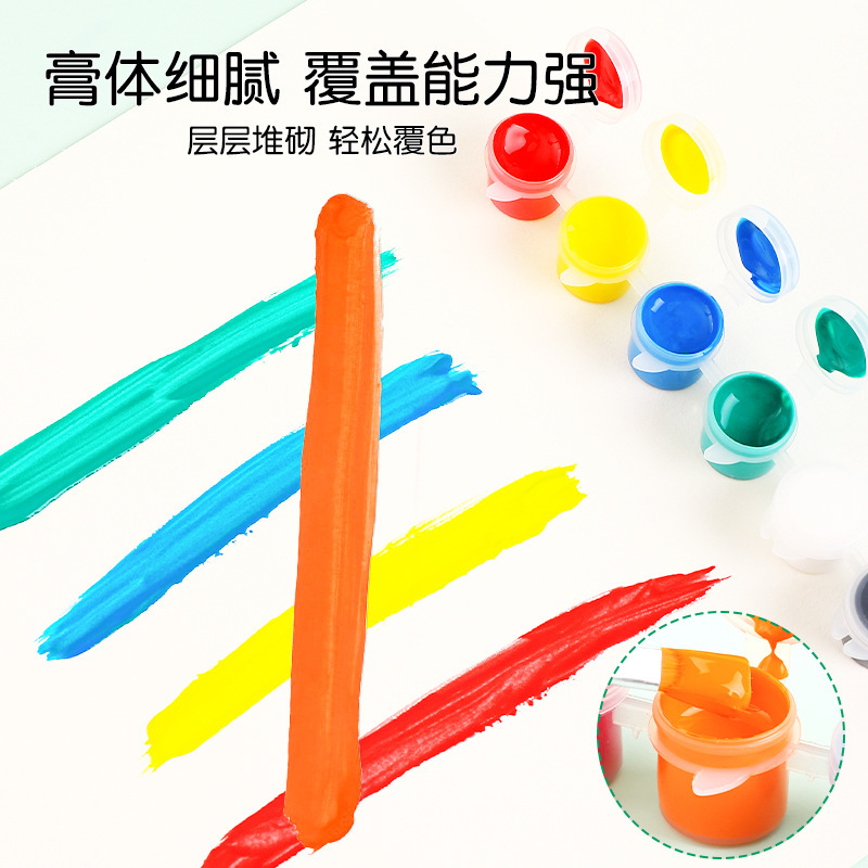 Solid acrylic paint set, children's coloring and painting plaster doll, art and painting supplies, paint strips, 12 colors Application Scenario