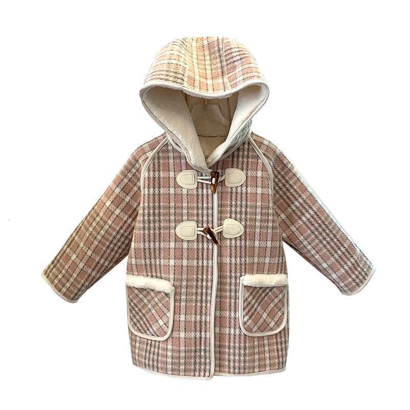 Girls' woolen overcoat with fleece autumn and Winter collection 2023 New Korean-style fashionable small and medium-sized children's Korean-style coat Item Picture