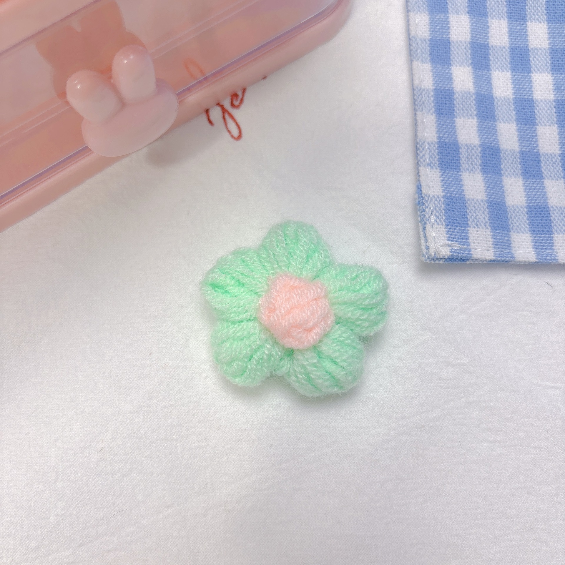 彩色针织泡芙小花配件毛线编织花朵diy儿童服装鞋袜帽子发夹配饰详情13