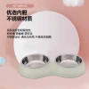 Pet bowls, dog food utensils, round macaron-colored stainless steel double bowl food bowls, textured dog bowls and cat bowls details Picture