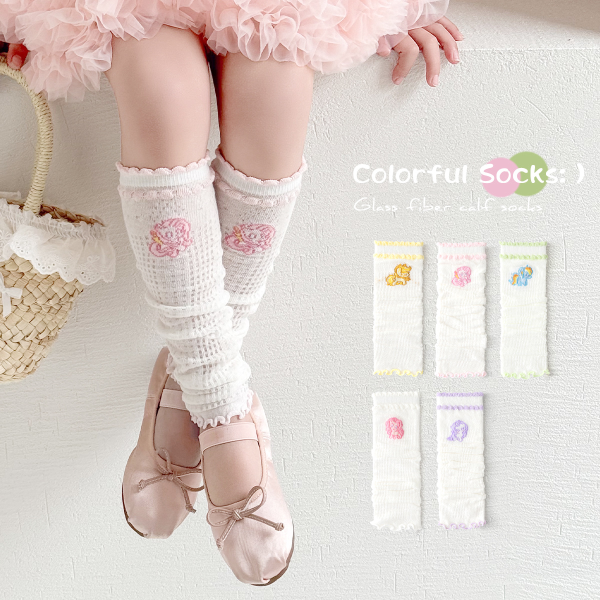 Sock street stall one-piece delivery 2026 Girls' socks summer pile sock covers Thin socks White children's long socks summer mosquito repellent socks leg covers one-piece delivery Specification image