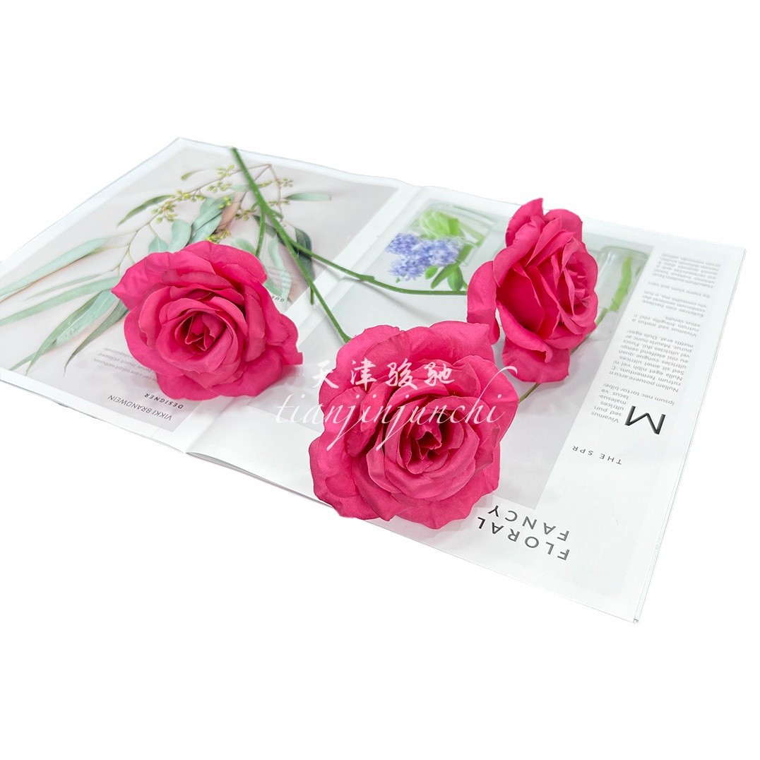 Simulation 3-diamond rose simulation flower wedding hall decoration artificial flower wall waterfall rose peripheral props Item Picture