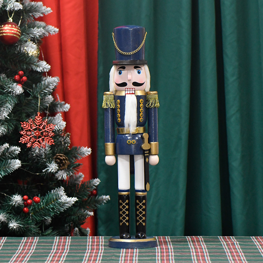 A new creative hand-painted 50CM blue body with white feet, knife and nutcracker Christmas decoration is available on 20inch