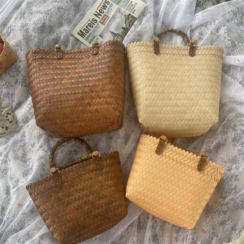 Hongcheng's new straw-woven bags, bamboo-joint imitation bags, retro pvc woven bags, tote bags, beach handbags and women's bags Specification drawing
