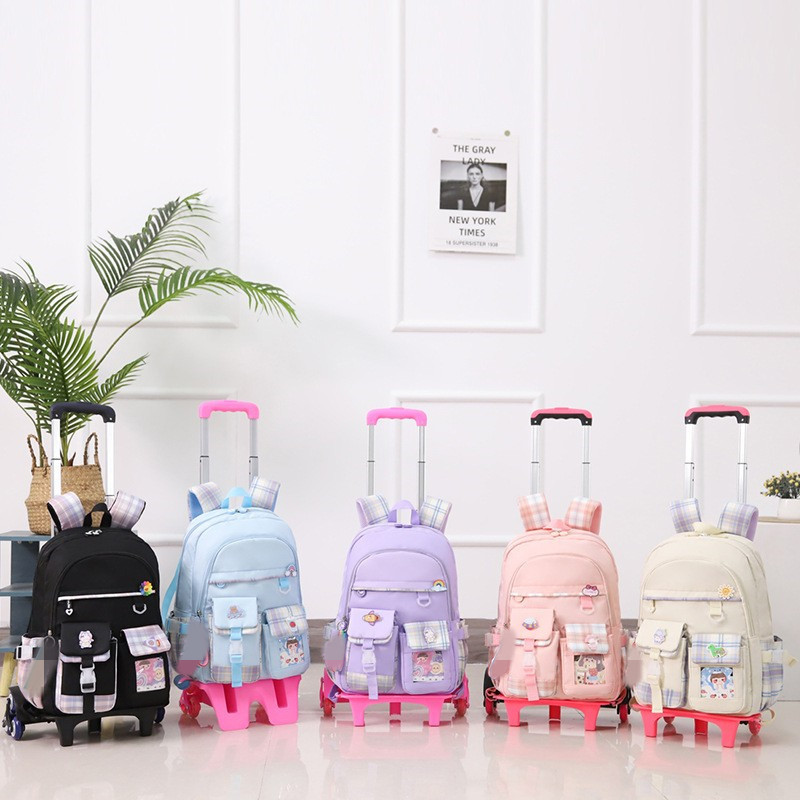 拉杆书包实物图