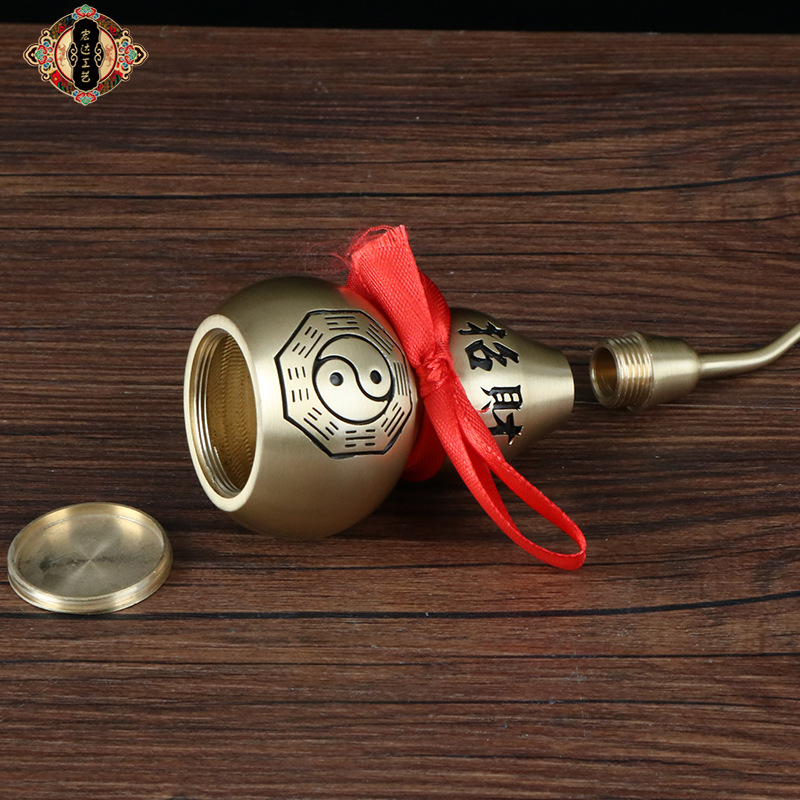 Hongda Pure Brass Open Copper Gourd Home Porch Eight Diagrams Copper Gourd Copper Gifts Application Scenario