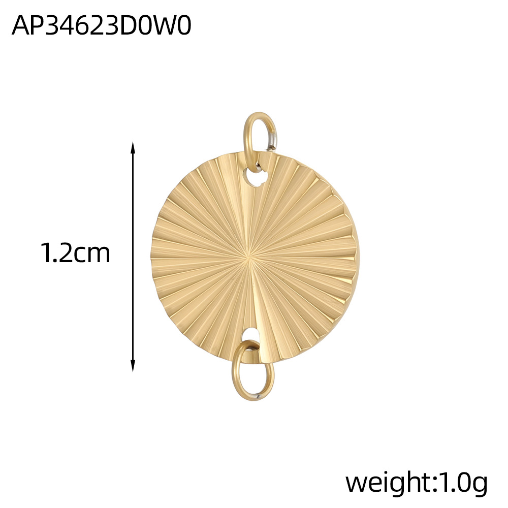 Cross-border best-selling stainless steel pendant texture pattern round plate heart four-leaf clover diy bracelet necklace accessory pic 8