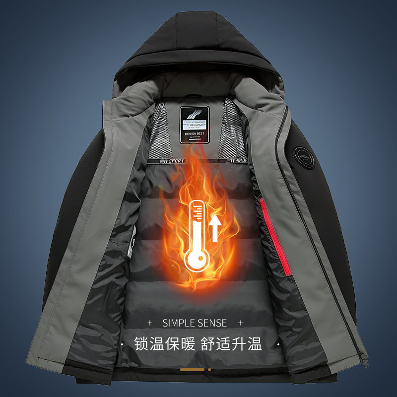 White goose down down jacket for men's winter, mid-length detachable cap down jacket, cold-proof and warm outdoor down jacket Application Scenario